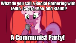 Size: 960x540 | Tagged: safe, cheerilee, earth pony, pony, g4, cheerilee pun, communism, exploitable meme, fidel castro, josef stalin, lenin, mao zedong, meme, pun, vladimir lenin