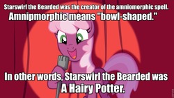 Size: 960x540 | Tagged: safe, cheerilee, star swirl the bearded, g4, cheerilee pun, exploitable meme, harry potter (series), meme, pun