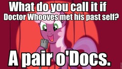 Size: 960x540 | Tagged: safe, cheerilee, doctor whooves, time turner, g4, cheerilee pun, doctor who, exploitable meme, meme, pun, self ponidox