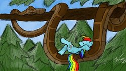 Size: 400x225 | Tagged: safe, artist:dafoxy, rainbow dash, snake, g4, crossover, kaa, the jungle book