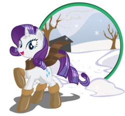 Size: 3000x2800 | Tagged: safe, artist:danmakuman, rarity, pony, unicorn, g4, boots, clothes, female, looking at you, mare, scarf, shoes, simple background, snow, snowflake, solo, transparent background