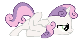 Size: 688x347 | Tagged: safe, artist:crunchnugget, sweetie belle, pony, unicorn, g4, animated, blinking, female, scootie belle, solo