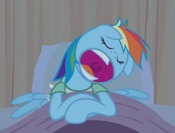 Size: 460x350 | Tagged: safe, screencap, rainbow dash, pony, g4, read it and weep, faic, floppy ears, open mouth, sleeping, solo, volumetric mouth
