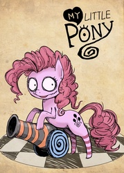 Size: 500x700 | Tagged: safe, artist:shepherd0821, pinkie pie, earth pony, pony, g4, clothes, party cannon, stockings, style emulation, tim burton