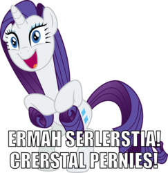 Size: 1024x1054 | Tagged: safe, artist:mysteriouskaos, rarity, pony, g4, caption, ermahgerd, image macro, meme, rarity tugs her mane, solo, tugging