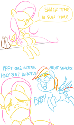 Size: 1003x1700 | Tagged: safe, artist:ross irving, fluttershy, rainbow dash, g4, rainbow douche