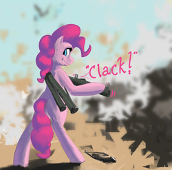 Size: 1280x1265 | Tagged: safe, artist:fiasko0, pinkie pie, earth pony, pony, g4, female, l.a.w., m72, rocket launcher, solo, this will end in tears, weapon