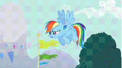 Size: 480x270 | Tagged: safe, edit, edited screencap, screencap, rainbow dash, rainbow dash (g3), earth pony, pegasus, pony, g3, g4, magic duel, the runaway rainbow, animated, character to character, g4 to g3, generation leap, implied trixie, rainbow transform, transformation, yes