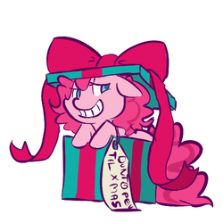 Size: 500x500 | Tagged: safe, artist:mt, pinkie pie, earth pony, pony, g4, box, christmas, female, pony in a box, present, solo