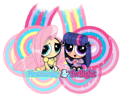 Size: 2651x2035 | Tagged: safe, artist:beijaa, fluttershy, twilight sparkle, g4, powerpuffified, the powerpuff girls