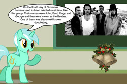 Size: 887x588 | Tagged: safe, lyra heartstrings, g4, chalkboard, christmas, human studies101 with lyra, meme, photo, the beatles, u2