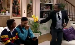 Size: 488x290 | Tagged: safe, artist:haydnlewis, artist:kroboproductions, applejack, g4, carlton banks, geoffrey, irl, photo, the fresh prince of bel-air, toy, will smith, youtube poop