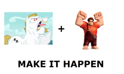 Size: 1337x796 | Tagged: safe, bulk biceps, g4, all caps, exploitable meme, make it happen, meme, meta, wreck-it ralph