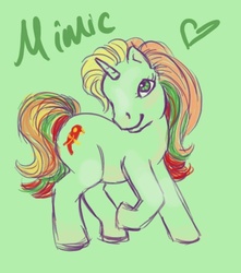 Size: 473x535 | Tagged: safe, artist:succubii, mimic (g1), pony, g1, g3, female, g1 to g3, generation leap, solo