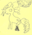 Size: 712x752 | Tagged: safe, pinkie pie, g4, full body, lineart, monochrome, quality, side view, solo