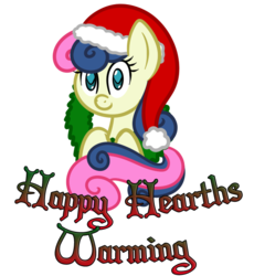 Size: 620x673 | Tagged: safe, artist:terton, bon bon, sweetie drops, earth pony, pony, g4, christmas, female, hat, holiday, mare, santa hat, simple background, solo, transparent background