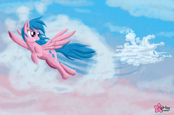 Size: 3951x2615 | Tagged: safe, artist:clouddg, firefly, pegasus, pony, g1, g4, cloudsdale, flying, g1 to g4, generation leap, solo, speed trail