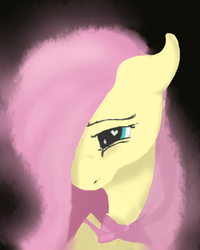 Size: 2000x2500 | Tagged: dead source, safe, artist:celestiawept, fluttershy, pegasus, pony, g4, bust, female, hair over one eye, looking away, looking down, portrait, solo