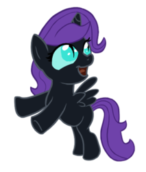 Size: 372x437 | Tagged: safe, artist:jovey4, nightmare moon, oc, oc only, oc:nyx, alicorn, pony, fanfic:past sins, g4, alicorn oc, fanfic art, female, foal, simple background, slit pupils, solo, transparent background