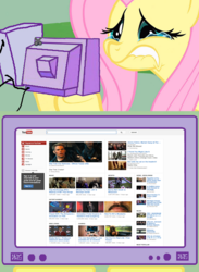 Size: 563x771 | Tagged: safe, fluttershy, pony, g4, exploitable meme, fluttercry, meme, meta, photo, tv meme, youtube