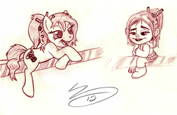 Size: 3404x2225 | Tagged: safe, artist:crimsonbirth, ponified, sugar rush, vanellope von schweetz, wreck-it ralph