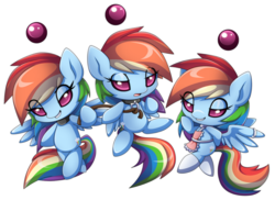 Size: 1316x958 | Tagged: safe, artist:extra-fenix, rainbow dash, chao, g4, apron, bedroom eyes, clothes, collar, commission, crossover, cute, grin, leash, simple background, smirk, socks, sonic adventure, sonic the hedgehog (series), species swap, transparent background
