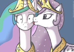 Size: 1302x919 | Tagged: safe, artist:nolycs, princess celestia, alicorn, pony, princess molestia, g4, duality, female, lesbian, licking, self ponidox, selfcest, ship:celestiacest, shipping