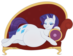 Size: 1200x924 | Tagged: safe, artist:redintravenous, rarity, pony, unicorn, g4, bedroom eyes, belly, couch, draw me like one of your french girls, fainting couch, fat, female, lidded eyes, lounge, mare, marshmallow, obese, raritubby, rearity, smiling, smug, smugity, solo, weight gain