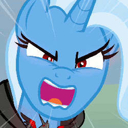 Size: 720x720 | Tagged: safe, trixie, g4, magic duel, animated, female, rage, rage face