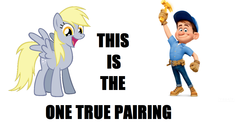 Size: 1366x685 | Tagged: safe, artist:fineartobserver, derpy hooves, pegasus, pony, g4, all caps, crack shipping, derp-it, exploitable meme, female, fix-it felix jr., image macro, impact font, mare, otp, underp, wreck-it ralph