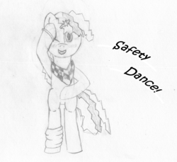 Size: 975x892 | Tagged: safe, artist:delta-pangaea, cheerilee, earth pony, pony, g4, 80s, 80s cheerilee, blushing, female, male, men without hats, safety dance, sketch, song reference