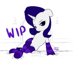 Size: 1000x830 | Tagged: safe, artist:icefairy64, rarity, pony, g4, clothes, female, socks, solo, striped socks, wip