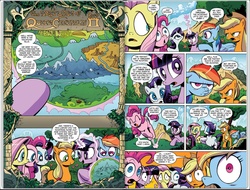 Size: 1241x942 | Tagged: safe, artist:andypriceart, idw, official comic, applejack, fluttershy, pinkie pie, rainbow dash, rarity, twilight sparkle, pony, g4, official, the return of queen chrysalis, spoiler:comic, spoiler:comic02, comic, crystal ball, glowing horn, horn, idw advertisement, map, preview, wide eyes