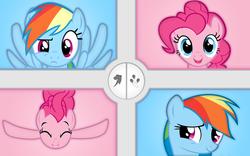 Size: 1920x1200 | Tagged: safe, artist:slurpynom, pinkie pie, rainbow dash, g4, ship:pinkiedash, shipping, vector, wallpaper