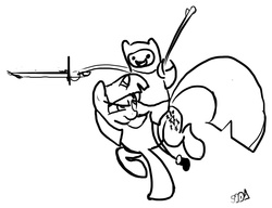Size: 1312x1008 | Tagged: safe, artist:jump-cut, twilight sparkle, human, pony, unicorn, g4, adventure time, crossover, female, finn the human, humans riding ponies, male, mare, riding, sketch, sword, weapon