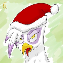 Size: 2000x2000 | Tagged: safe, artist:osakaoji, gilda, griffon, g4, female, hat, santa hat, solo