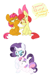 Size: 1166x1722 | Tagged: safe, artist:circustent, apple bloom, babs seed, rarity, sweetie belle, g4, dialogue, funetik aksent