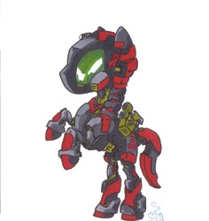 Size: 764x810 | Tagged: safe, artist:jump-cut, oc, oc only, oc:steelhooves, earth pony, pony, fallout equestria, applejack's rangers, armor, fanfic, fanfic art, male, power armor, simple background, solo, stallion, white background