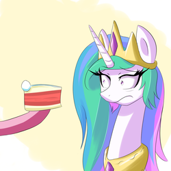 Size: 1000x1000 | Tagged: safe, artist:reikomuffin, princess celestia, g4, cake, cakelestia, food