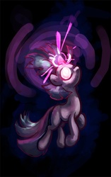 Size: 440x699 | Tagged: safe, artist:jump-cut, twilight sparkle, pony, g4, female, glowing eyes, magic, magic overload, solo