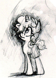 Size: 402x558 | Tagged: safe, artist:jump-cut, sweetie belle, pony, unicorn, g4, female, older, sketch, solo