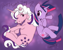 Size: 1303x1038 | Tagged: safe, artist:hinoraito, twilight, twilight sparkle, g1, g4, generation leap, generational ponidox