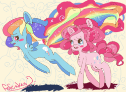 Size: 686x500 | Tagged: safe, artist:fefcakes, pinkie pie, rainbow dash, g4, ms paint, ship:pinkiedash, shipping