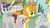 Size: 1280x720 | Tagged: artist needed, source needed, safe, carrot top, derpy hooves, dinky hooves, golden harvest, written script, earth pony, pegasus, pony, unicorn, g4, female, mare, parent, ship:goldenscript, shipping