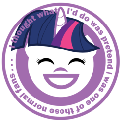 Size: 962x960 | Tagged: safe, artist:cacophonycat, twilight sparkle, g4, anime, ghost in the shell, laughing man, parody, ponified