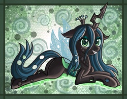 Size: 1800x1400 | Tagged: safe, artist:raptor007, queen chrysalis, changeling, changeling queen, g4, crown, female, jewelry, regalia, transparent wings, wings