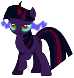 Size: 7784x8206 | Tagged: safe, artist:tzolkine, twilight sparkle, g4, absurd resolution, colored horn, corrupted, corrupted twilight sparkle, curved horn, dark magic, horn, simple background, sombra eyes, sombra horn, transparent background, vector