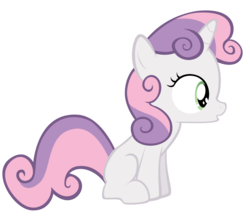 Size: 8192x7222 | Tagged: safe, artist:thatguy1945, part of a set, sweetie belle, pony, unicorn, g4, absurd resolution, blank flank, curious, oooooh, open mouth, simple background, sitting, solo, transparent background, vector, whistling