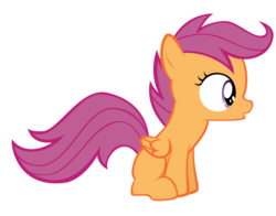 Size: 9216x7222 | Tagged: safe, artist:thatguy1945, part of a set, scootaloo, pegasus, pony, g4, absurd resolution, blank flank, curious, female, filly, foal, oooooh, open mouth, simple background, sitting, solo, transparent background, vector