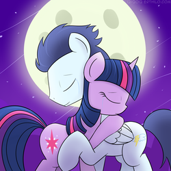 Size: 2000x2000 | Tagged: safe, artist:erthilo, soarin', twilight sparkle, g4, crying, female, hug, male, shipping, soarlight, straight